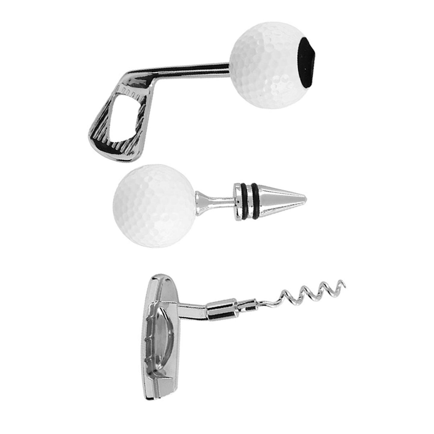 For That Golfer You Love! Golf-Shaped Wine Corkscrew and Beer Bottle Opener Set