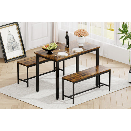 Dining Table Set, Bar with Dining Table and 2 Benches