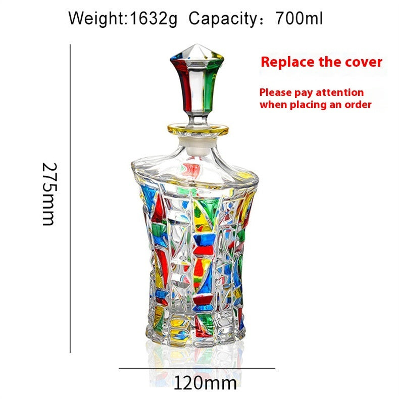 Colorful Handpainted Spirits or Wine Decanter Bottle