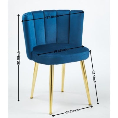 Modern ORANGE Dining Chair Set Of 2 With Iron Tube Golden Color Legs, Velvet And Comfortable Backrest, Suitable For Dining Room, Living Room, Cafe, Simple Structure