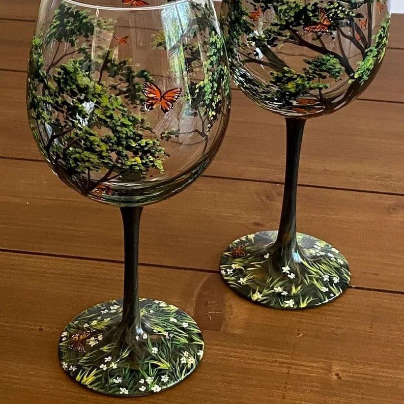 Four Seasons Wine Glasses - Shown in Autumn