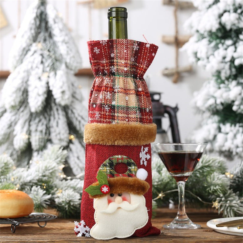Christmas Burlap Wine or Champagne Bottle Cover