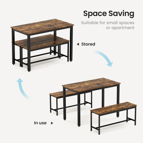 Dining Table Set, Bar with Dining Table and 2 Benches