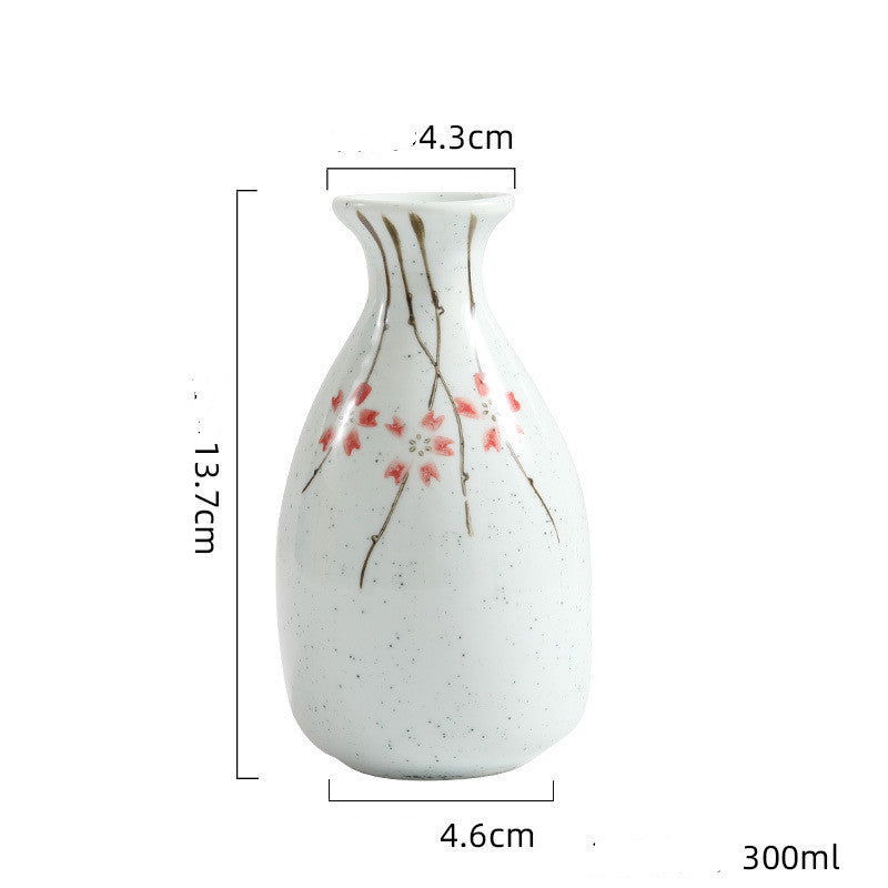 Yanagizakura Ceramic Sake Wine Set with Carafe and 4 Cups