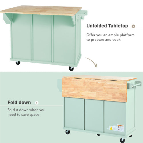 Kitchen Trolley with Rubberwood Folding Leaf Countertops