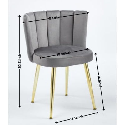 Modern ORANGE Dining Chair Set Of 2 With Iron Tube Golden Color Legs, Velvet And Comfortable Backrest, Suitable For Dining Room, Living Room, Cafe, Simple Structure