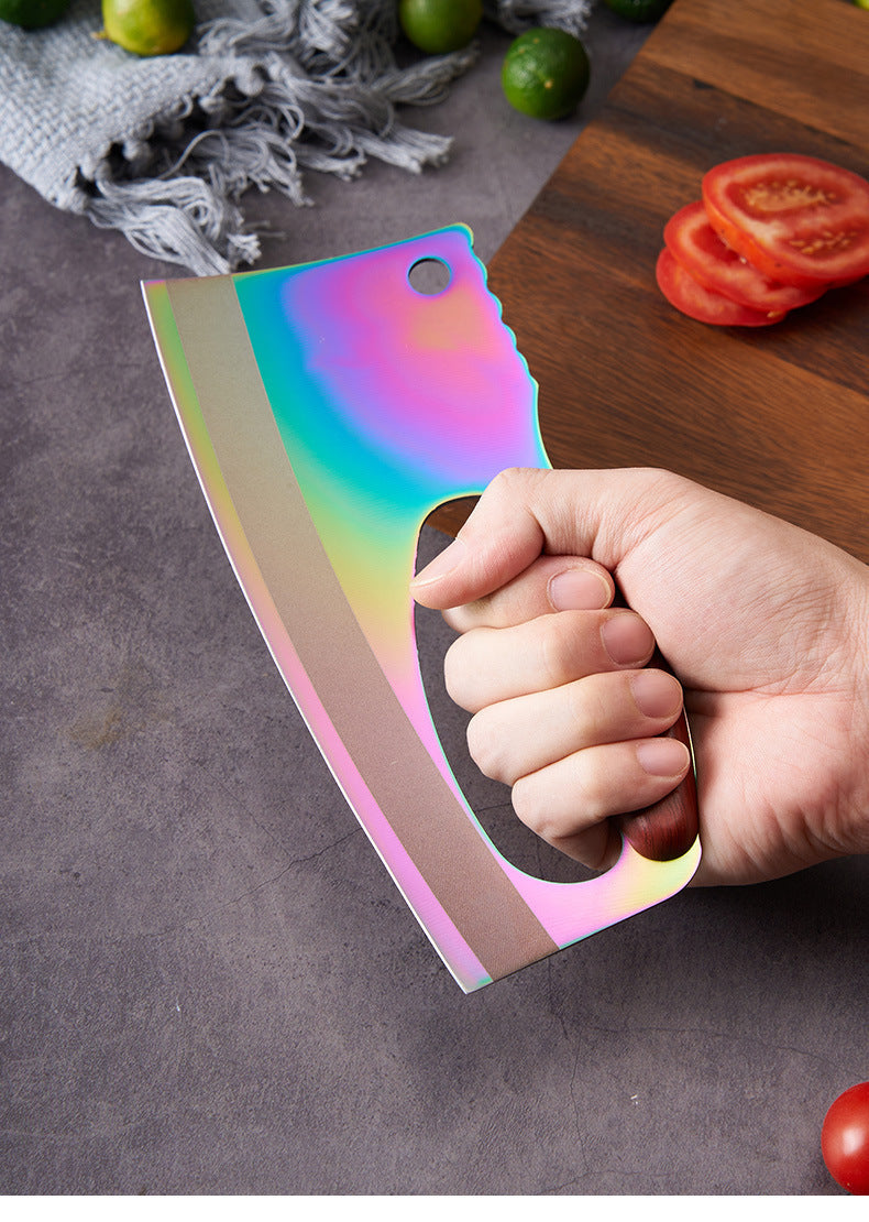 Colorful Kitchen Knife with Wood Grain Handle