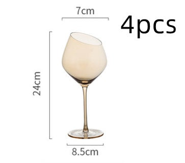 Smoky Grey or Amber Wine Glass with Oblique Mouth