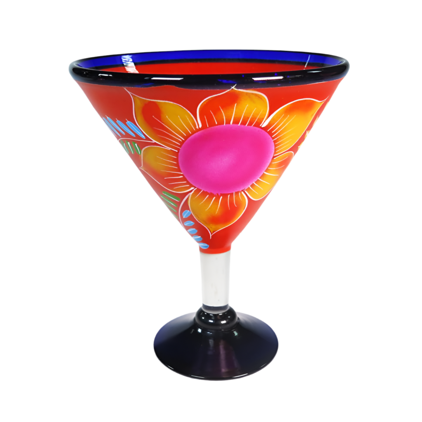 Eye4Art Hand-Blown and Hand-Painted Mexican Margarita Glasses and Pitcher (5-Piece Set)