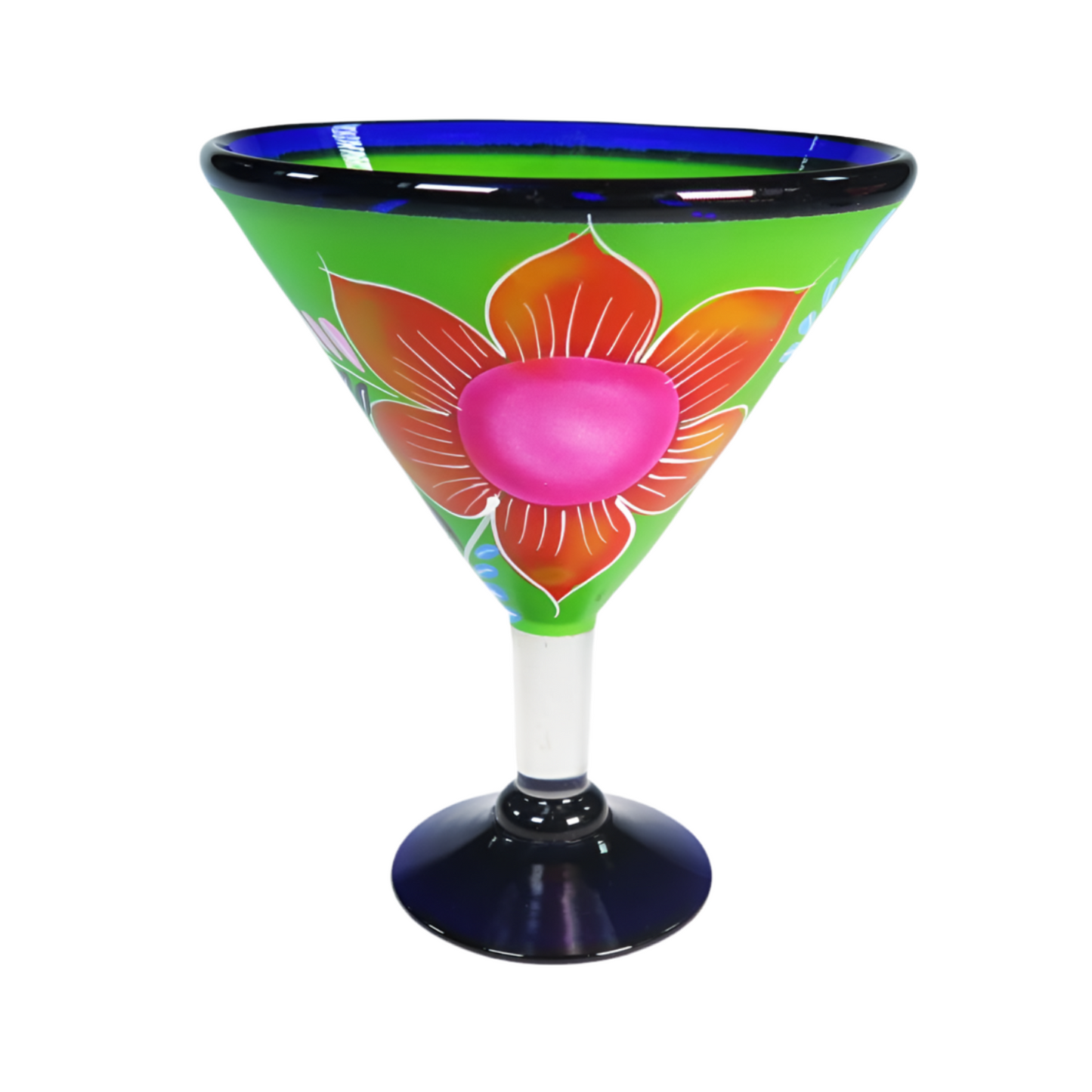 Eye4Art Hand-Blown and Hand-Painted Mexican Margarita Glasses and Pitcher (5-Piece Set)