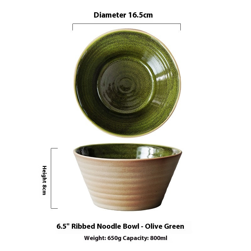 Retro Eating Bowl Underglaze Pottery Clay Salad Bowl