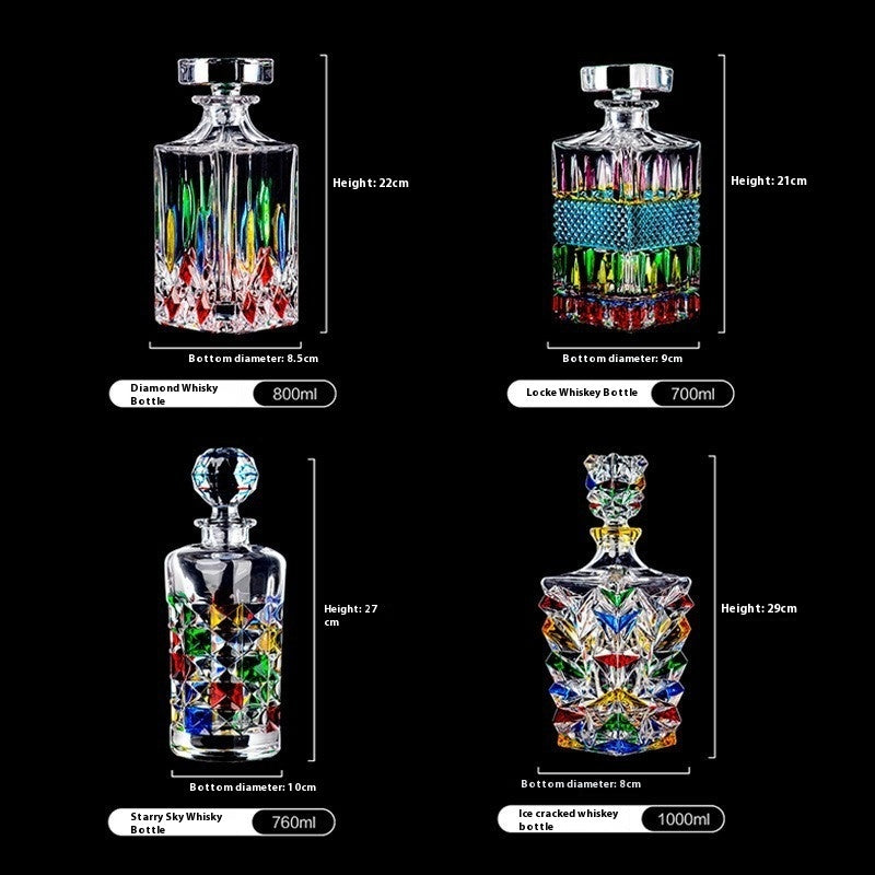 Colorful Handpainted Spirits or Wine Decanter Bottle
