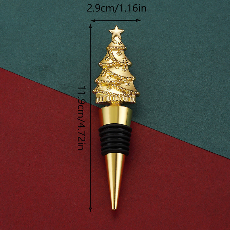 Christmas Tree Wine Bottle Stopper in Gold or Silver Tone