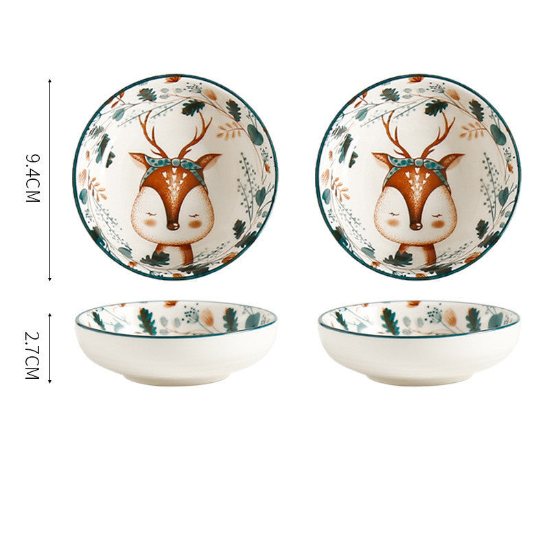 Underglaze Hand Painted Elk Christmas Ceramic Tableware Set