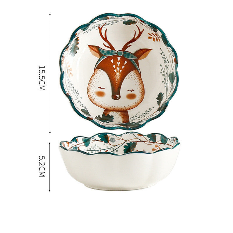 Underglaze Hand Painted Elk Christmas Ceramic Tableware Set