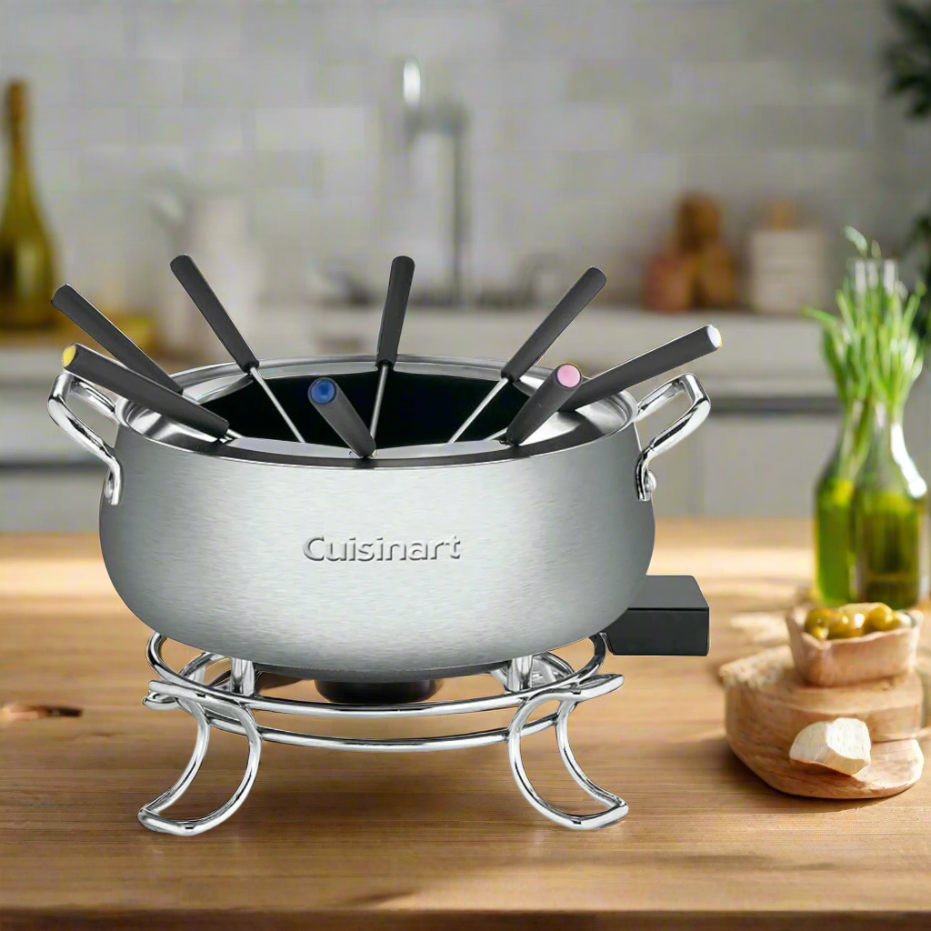 Stainless Steel Cuisinart Fondue Pot for Chocolate, Cheese or Meat in Broth or Oil, CFO-3SSP1