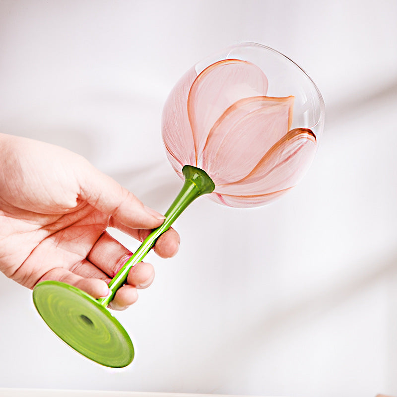 Hand Painted Flower Wine Glasses