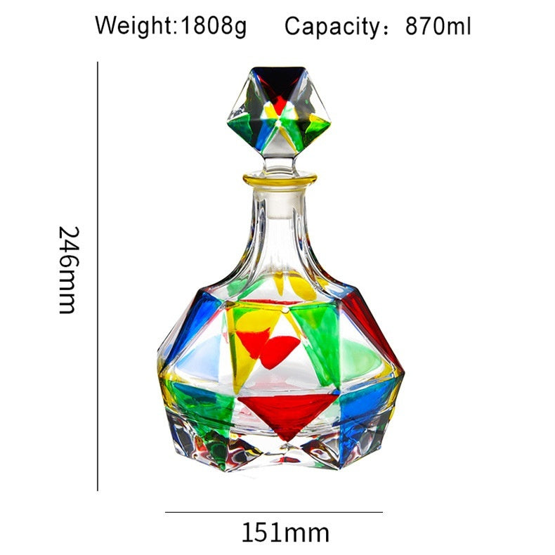 Colorful Handpainted Spirits or Wine Decanter Bottle