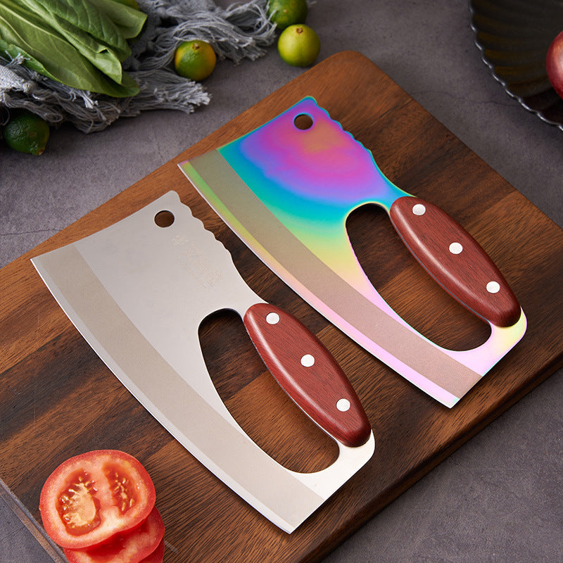 Colorful Kitchen Knife with Wood Grain Handle