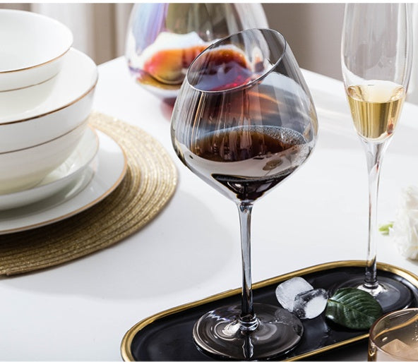 Smoky Grey or Amber Wine Glass with Oblique Mouth