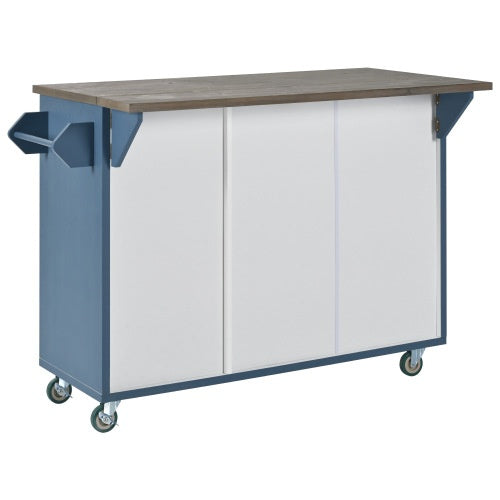 Retro Mountain Wood 47D Kitchen Island With Drop Leaf, Accent Cabinet With Internal Storage Rack, Farmhouse Rolling Kitchen Cart On Wheels For Living Room, Kitchen, Dining Room