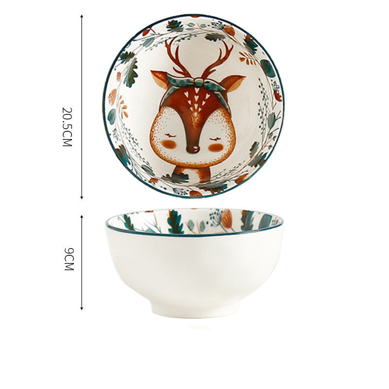 Underglaze Hand Painted Elk Christmas Ceramic Tableware Set