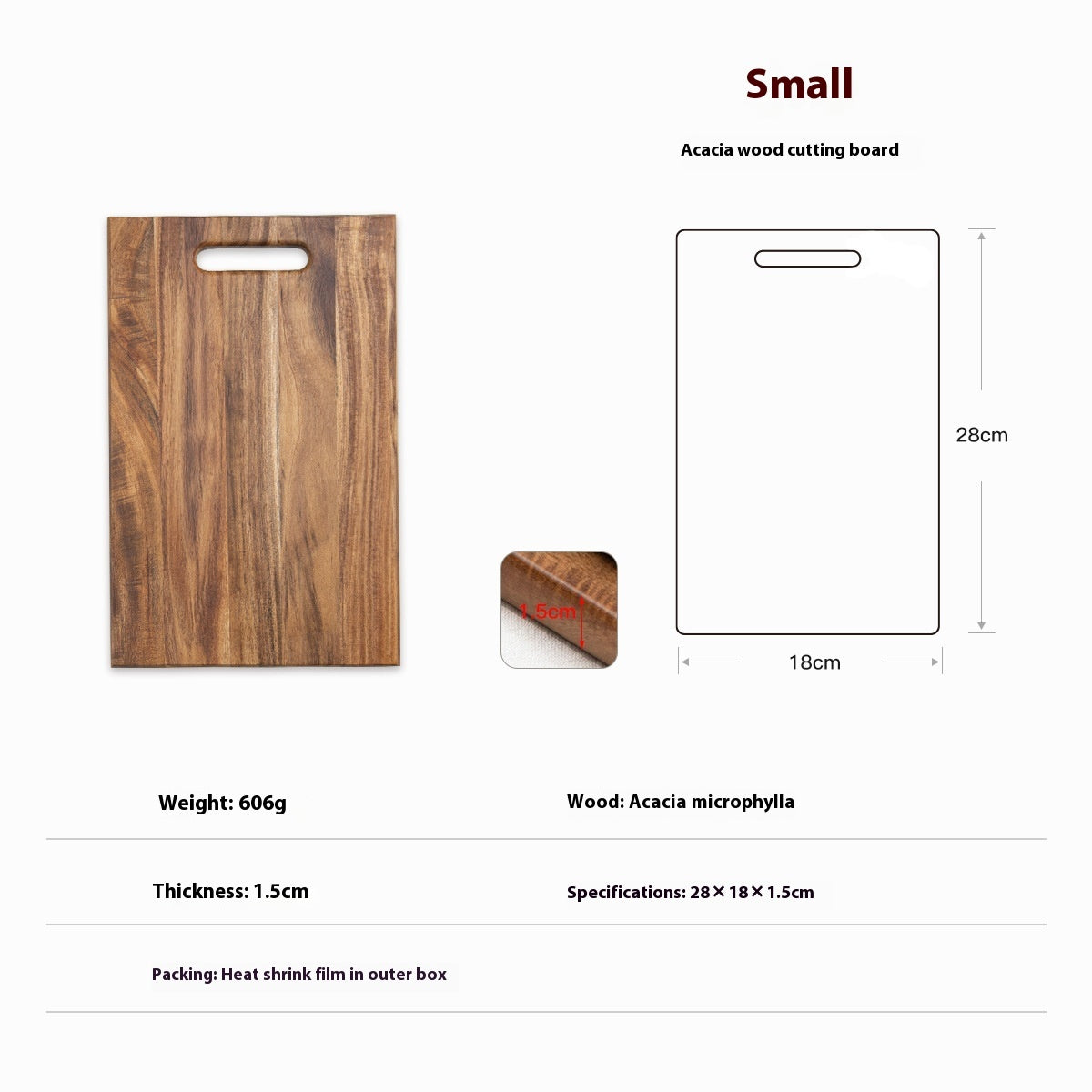 Rectangular Acacia Mangium Small or Large Simplicity Chopping Board