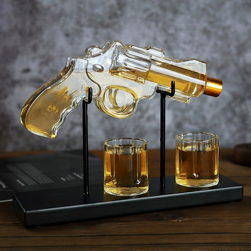 Pistol-Shaped Whiskey Presentation and Indulgence Set