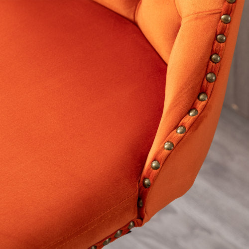 Swivel Velvet Barstools Adjusatble Seat Height From 25-33 Inch Orange,Set Of 2