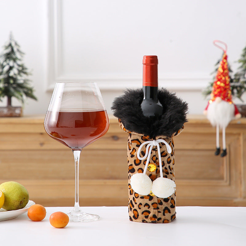 Leopard Wine Bottle Cover Set for Christmas or Anytime