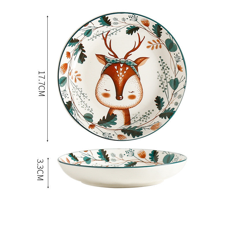 Underglaze Hand Painted Elk Christmas Ceramic Tableware Set