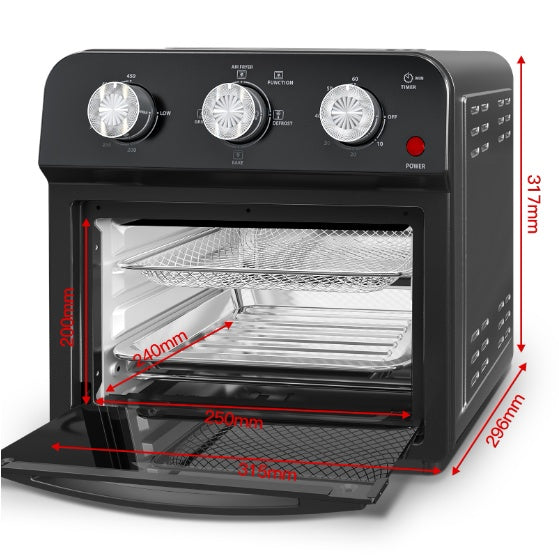 12.5 Qt. Air Fryer With Advanced Multi Function Cooking Grill, Air Fry, Defrost, Bake, Presets For French Fries, Pizza, Chicken, Fish, And Toast, Dual Knob Control