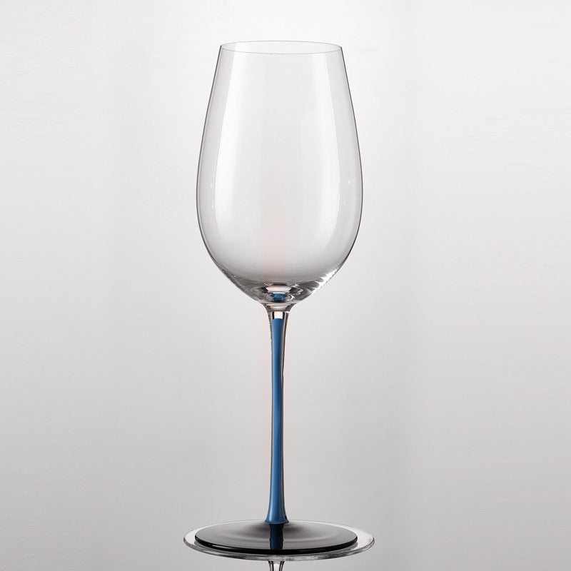 Lead-Free Crystal Wine Glasses with Colorful Stems and Standout Black Bases