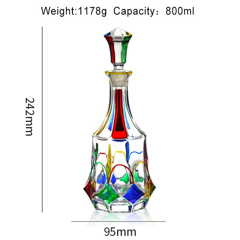 Colorful Handpainted Spirits or Wine Decanter Bottle