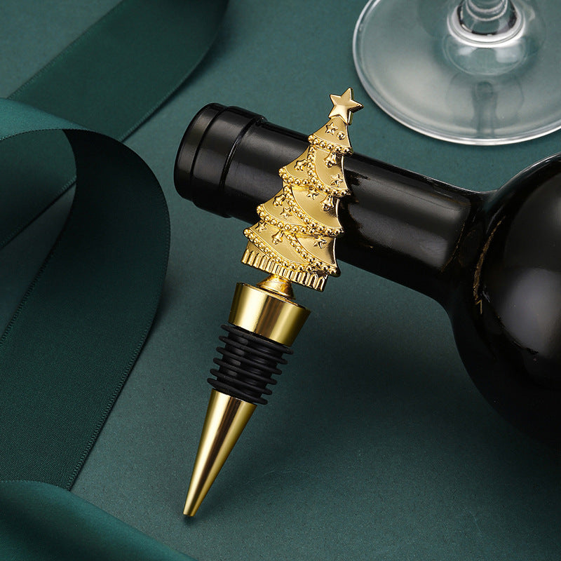 Christmas Tree Wine Bottle Stopper in Gold or Silver Tone