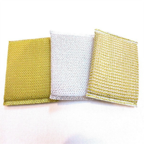 Elegant Four-Piece Silver and Gold-Tone Scrubbing Sponges