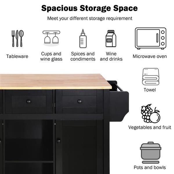 Kitchen Cart with Rubber Wood Flip Top