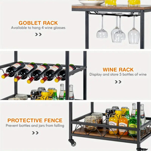3-Tier Home Bar Wine Cart