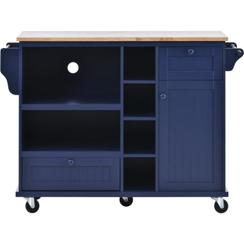 Kitchen Island Cart With Storage Cabinet and Two Locking Wheels