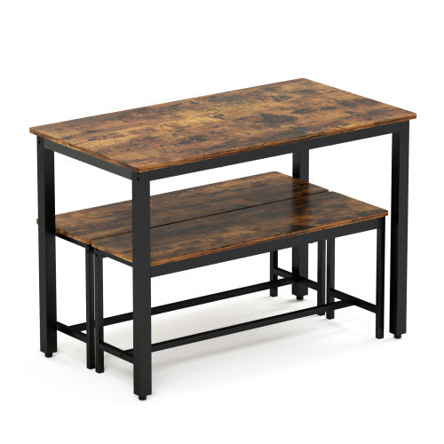 Dining Table Set, Bar with Dining Table and 2 Benches