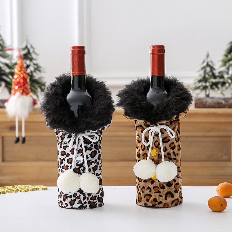 Leopard Wine Bottle Cover Set for Christmas or Anytime