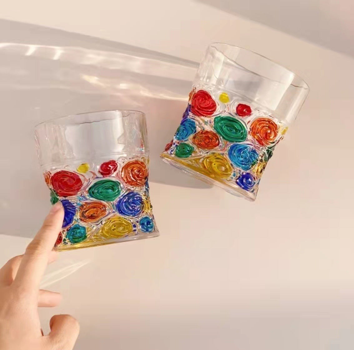 Colorful Hand-Painted Cloud Crystal Glass