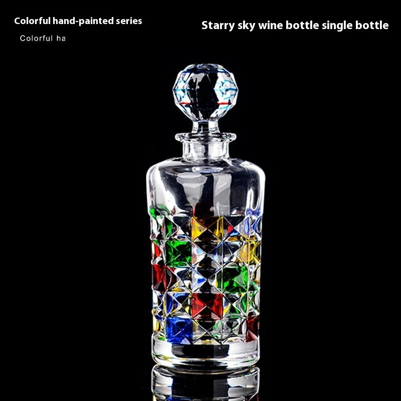 Colorful Handpainted Spirits or Wine Decanter Bottle