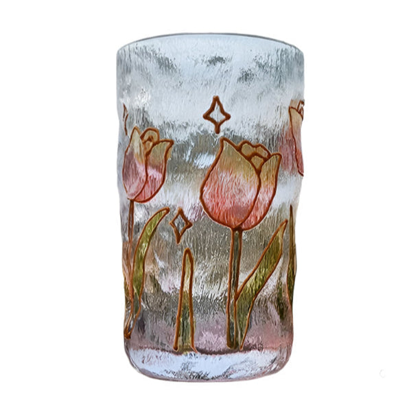 Hand-Painted Hammered Crystal Glass in One of Four Flower Patterns