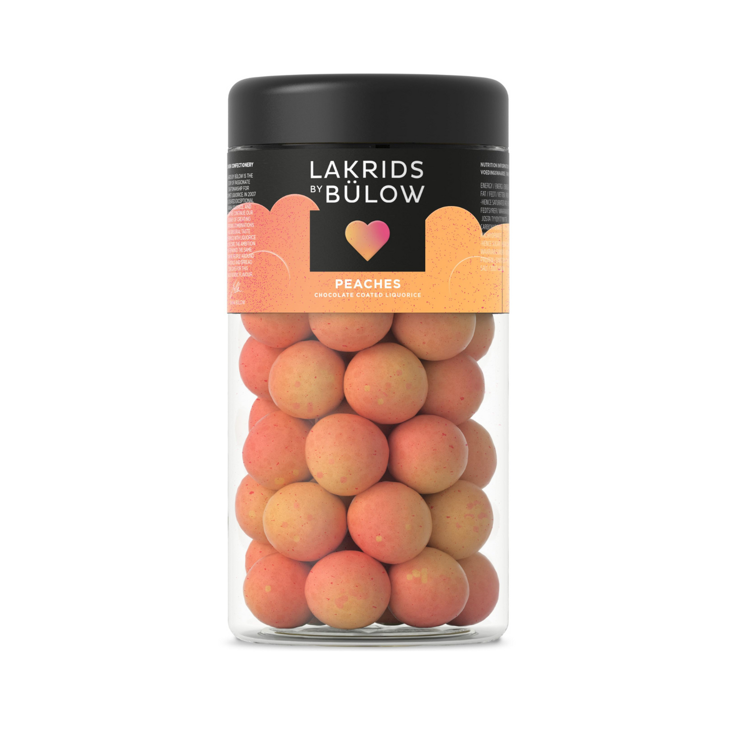 LAKRIDS BY BÜLOW - Peaches - 10.4 Oz. - Chocolate-Coated Gourmet Licorice - Sweet Licorice Core Coated in White Chocolate and Peach