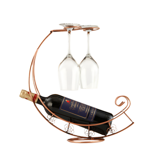 Curbed European Wine Holder with Space for 2 Glasses