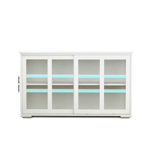 Kitchen Storage Cabinet with Glass Door - White