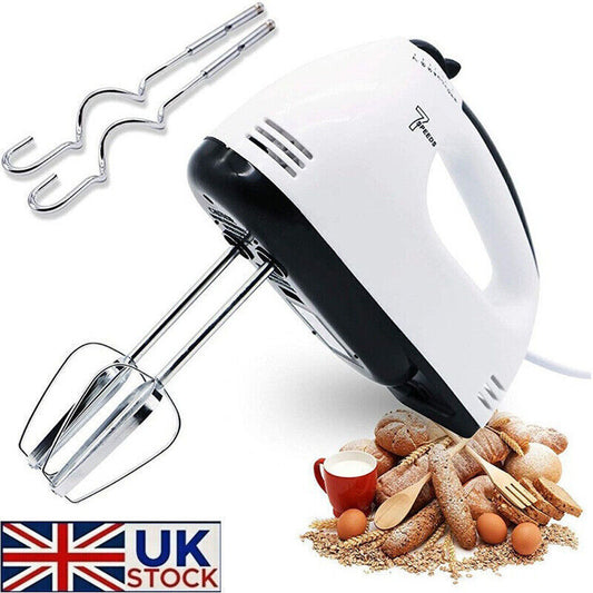 7 Speed Electric Hand Held Mixer Electronic Handheld Whisk Food Blender Egg Cake