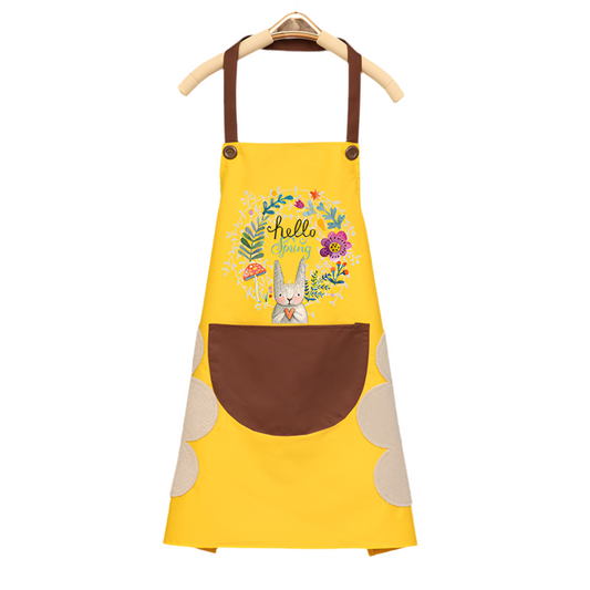 Bright Yellow “Hello Spring” Cooking Apron - Perfect for Easter Sunday