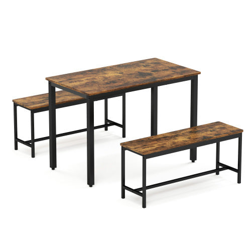 Dining Table Set, Bar with Dining Table and 2 Benches